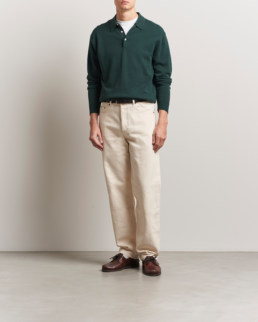 Herren | Pullover | BEAMS PLUS | Long Sleeve 12G Knit Polo Forest Green