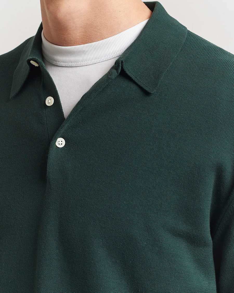 Herren | Pullover | BEAMS PLUS | Long Sleeve 12G Knit Polo Forest Green