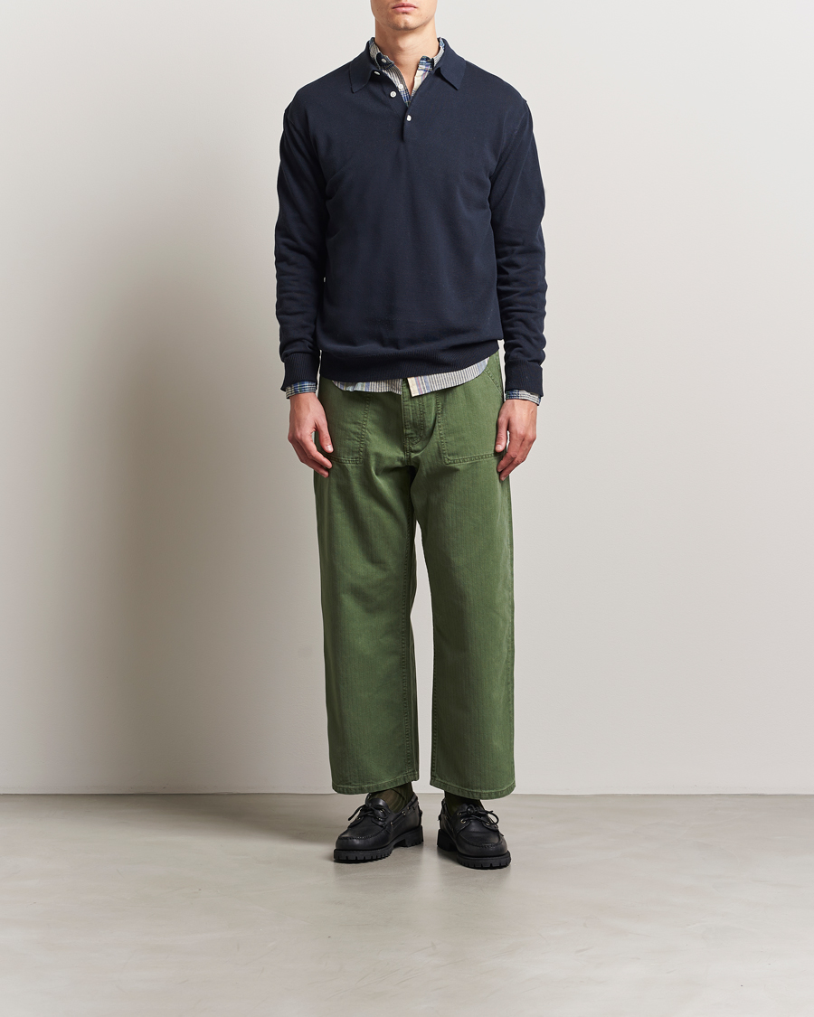 Herren | Pullover | BEAMS PLUS | Long Sleeve 12G Knit Polo Navy