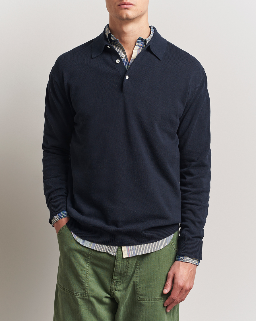 Herren | Pullover | BEAMS PLUS | Long Sleeve 12G Knit Polo Navy