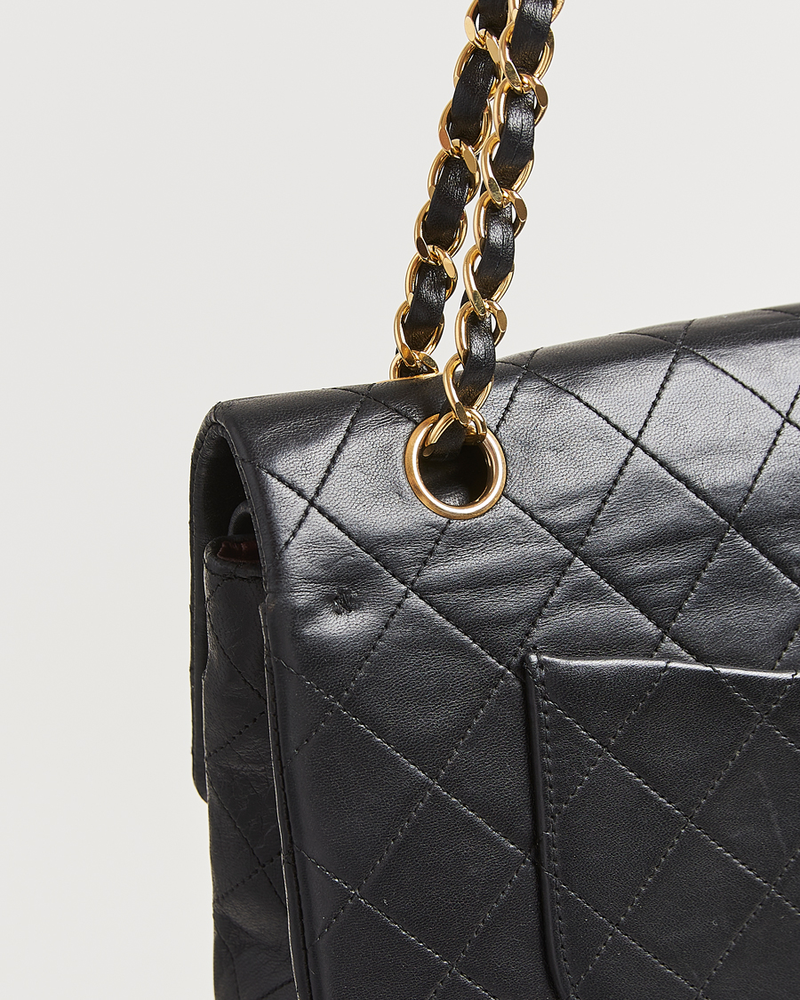 Herren | Chanel Pre-Owned Classic Medium Double Flap Bag Lambskin Black | Chanel Pre-Owned | Classic Medium Double Flap Bag Lambskin Black