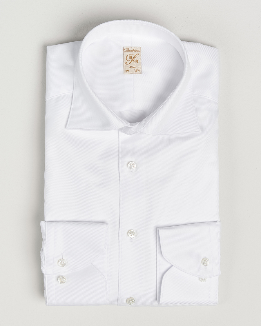 Herren | Hemden | Stenströms | 1899 Slim Cotton Twill Shirt White