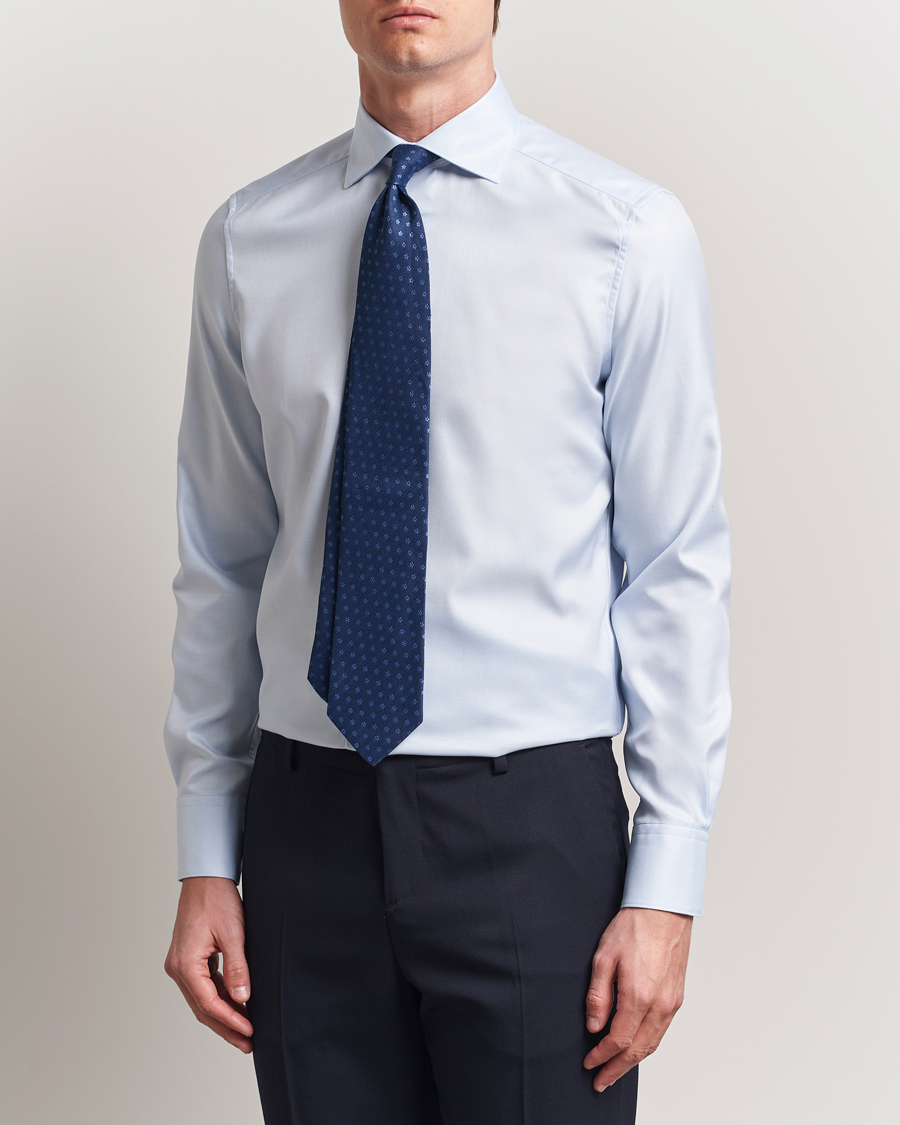 Herren | Hemden | Stenströms | 1899 Slim Cotton Twill Shirt Light Blue