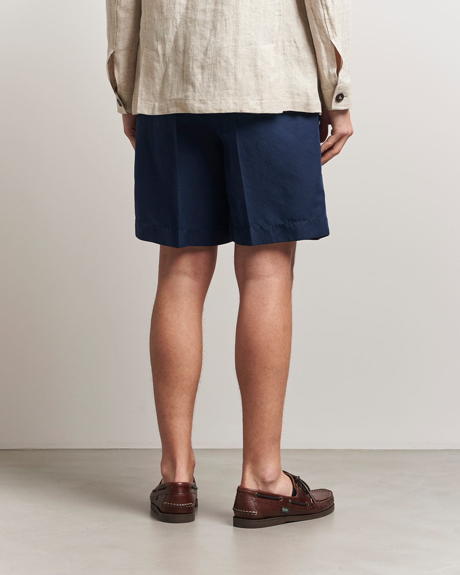 Herren | Shorts | Incotex | Pleated Chinolino Shorts Navy