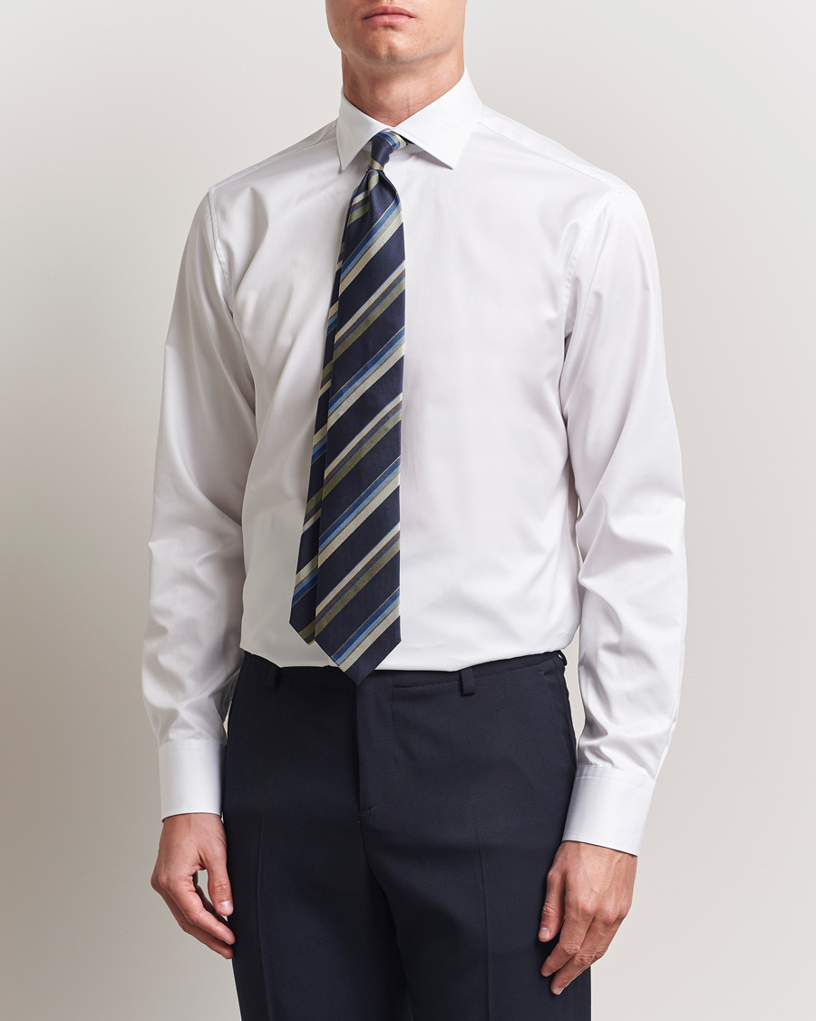 Herren | Hemden | Stenströms | Fitted Body Cotton Twill Cut Away Shirt White