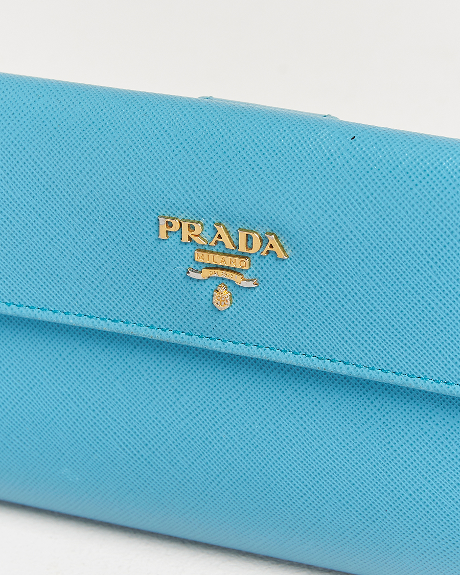 Herren | Prada Pre-Owned Saffiano Leather Wallet Light Blue | Prada Pre-Owned | Saffiano Leather Wallet Light Blue