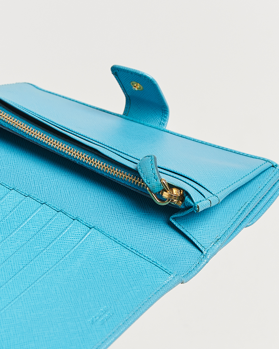 Herren | Prada Pre-Owned Saffiano Leather Wallet Light Blue | Prada Pre-Owned | Saffiano Leather Wallet Light Blue