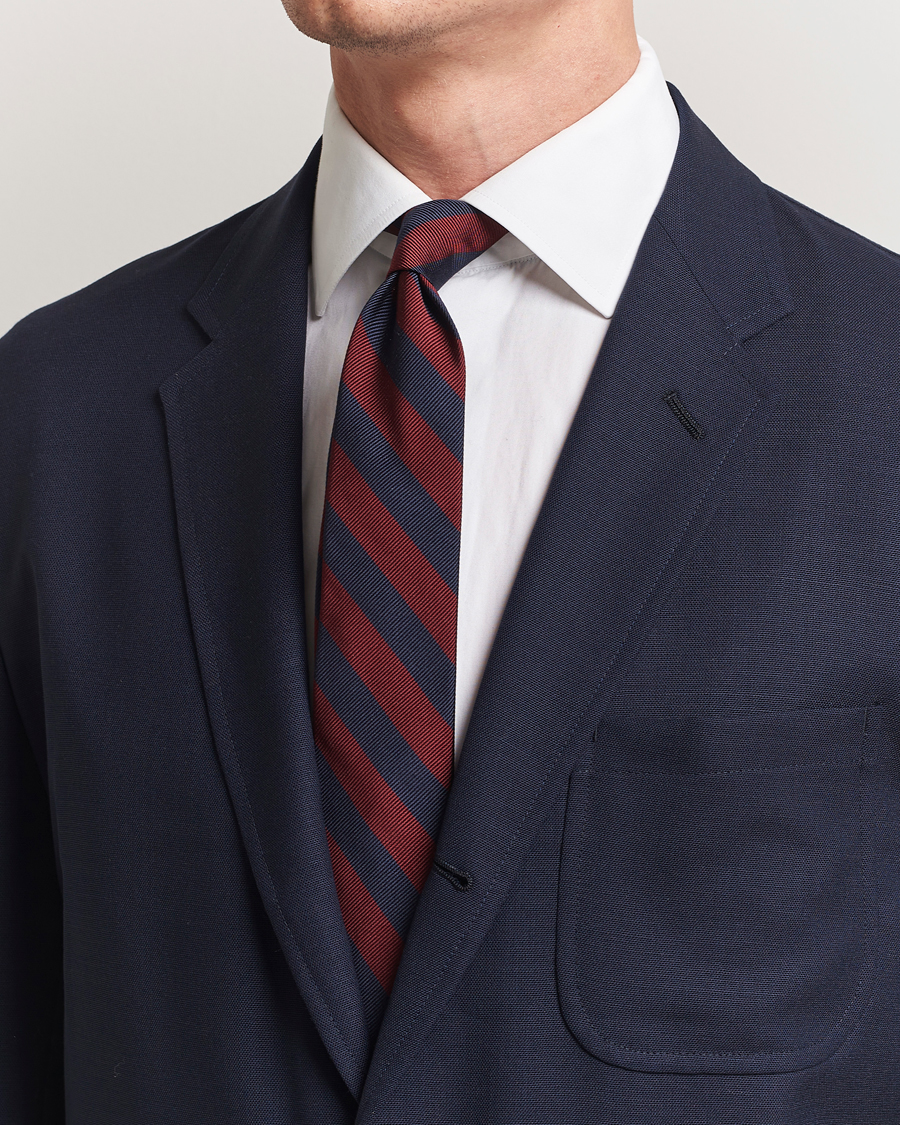 Herren | Krawatten | Kamakura Shirts | Kamakura ShirtsVintage Ivy Regimental Stripe Silk TieNavy/Burgundy