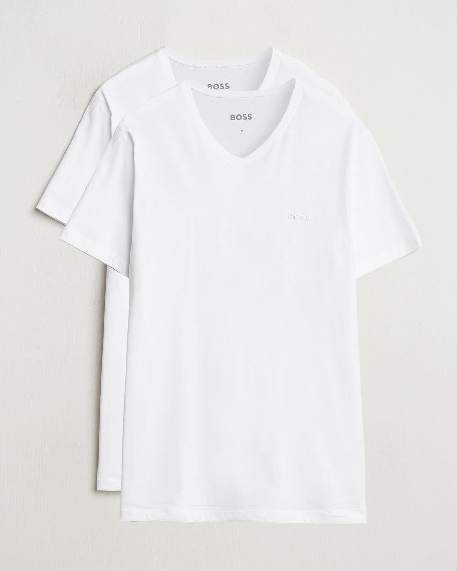 Herren | T-Shirts | BOSS BLACK | 2-Pack Relaxed Fit V-Neck T-Shirt White
