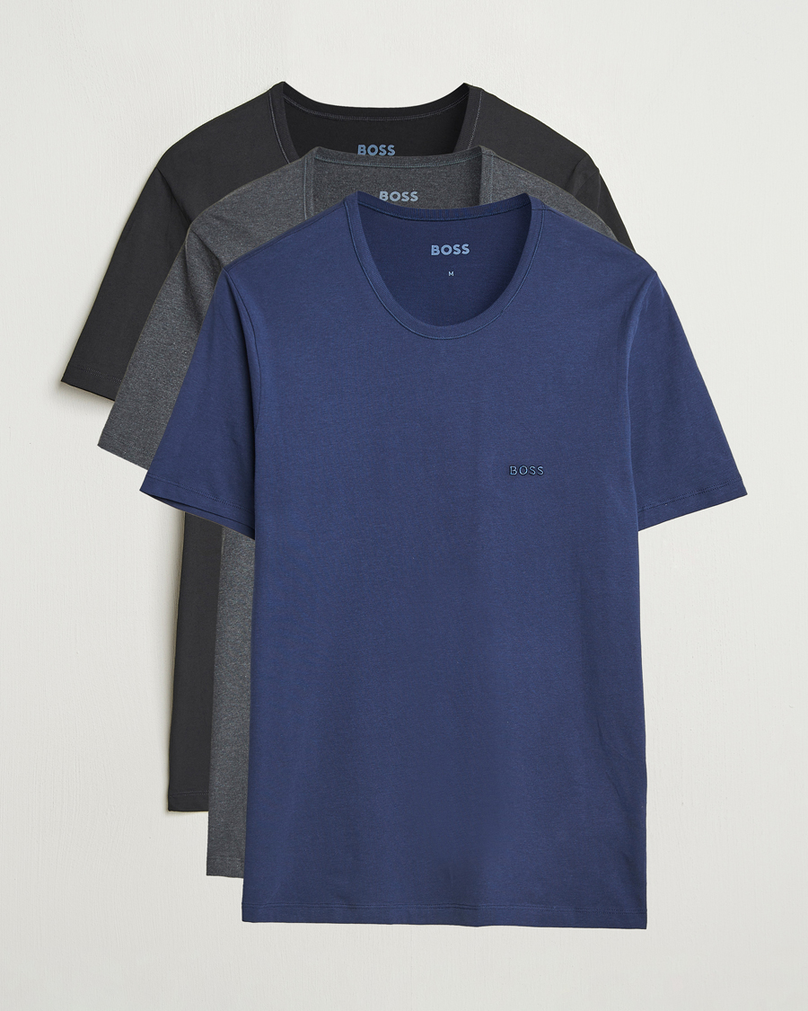 Herren | T-Shirts | BOSS BLACK | 3-Pack Crew Neck T-Shirt Black/Blue/Grey