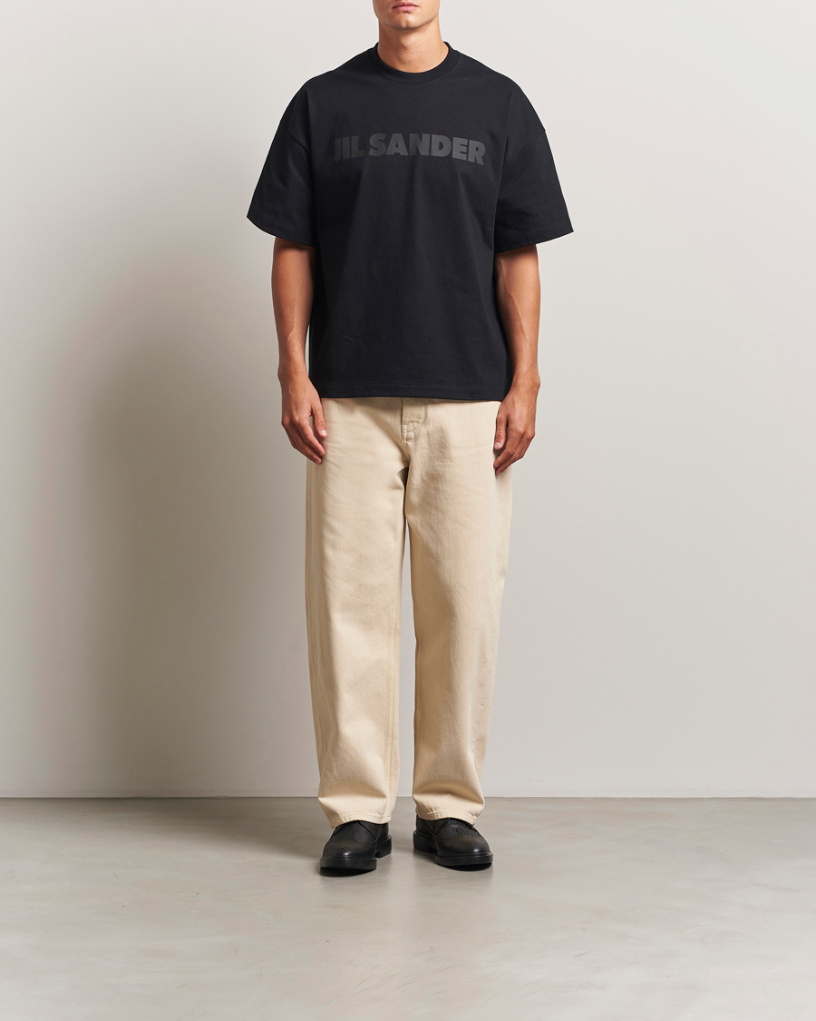 Herren | T-Shirts | Jil Sander | Round Collar Tonal Logo T-Shirt Black