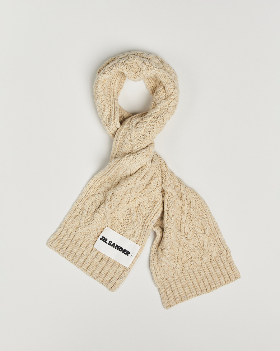 Herren | Jil Sander Wool Donegal Cable Scarf Natural | Jil Sander | Wool Donegal Cable Scarf Natural