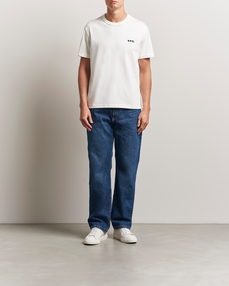 Herren | T-Shirts | A.P.C. | Boxy Fit Petit VPC T-Shirt White/Dark Navy