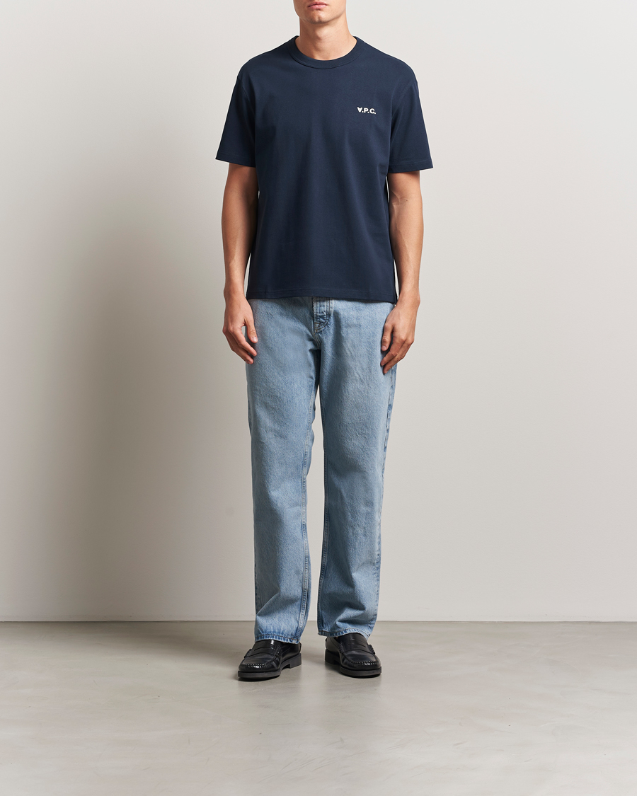 Herren | T-Shirts | A.P.C. | Boxy Fit Petit VPC T-Shirt Dark Navy/Ecru