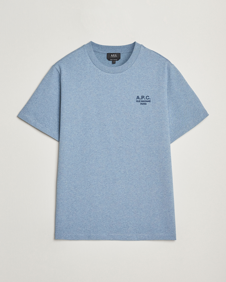Herren | T-Shirts | A.P.C. | Rue Madame T-Shirt Blue Melange/Navy