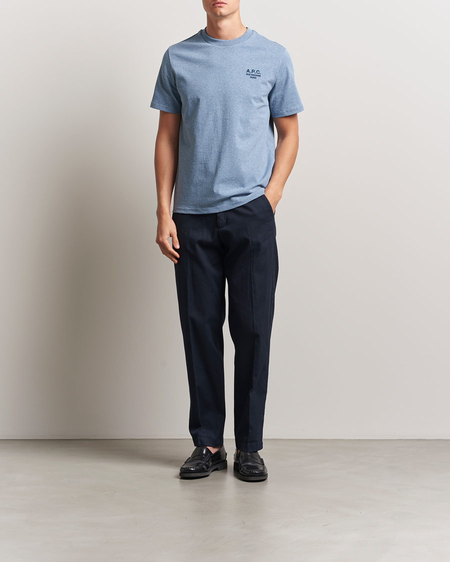 Herren | T-Shirts | A.P.C. | Rue Madame T-Shirt Blue Melange/Navy