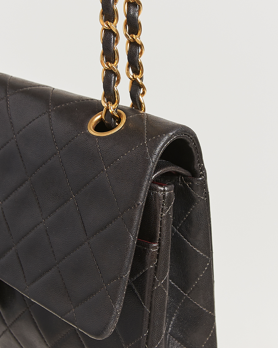 Herren | Chanel Pre-Owned Classic Double Flap Medium Lambskin Black | Chanel Pre-Owned | Classic Double Flap Medium Lambskin Black