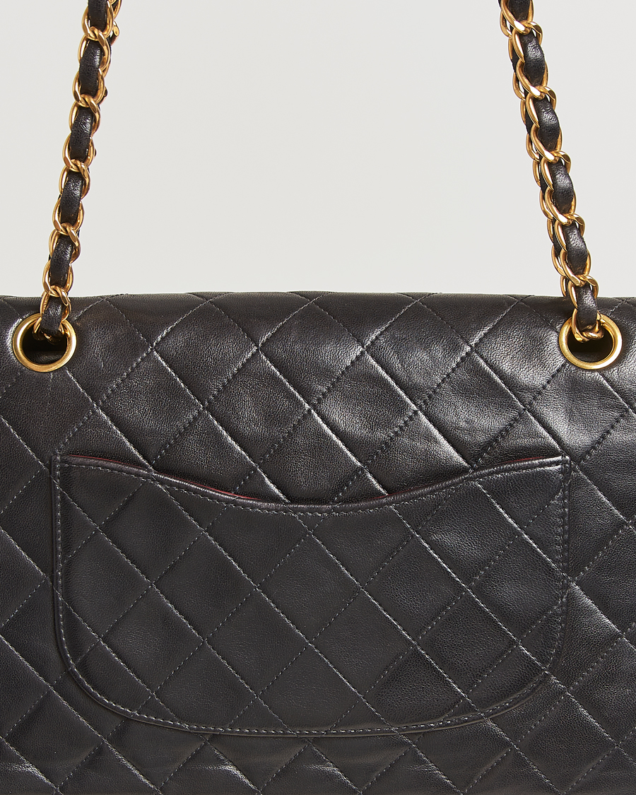 Herren | Chanel Pre-Owned Classic Double Flap Medium Lambskin Black | Chanel Pre-Owned | Classic Double Flap Medium Lambskin Black