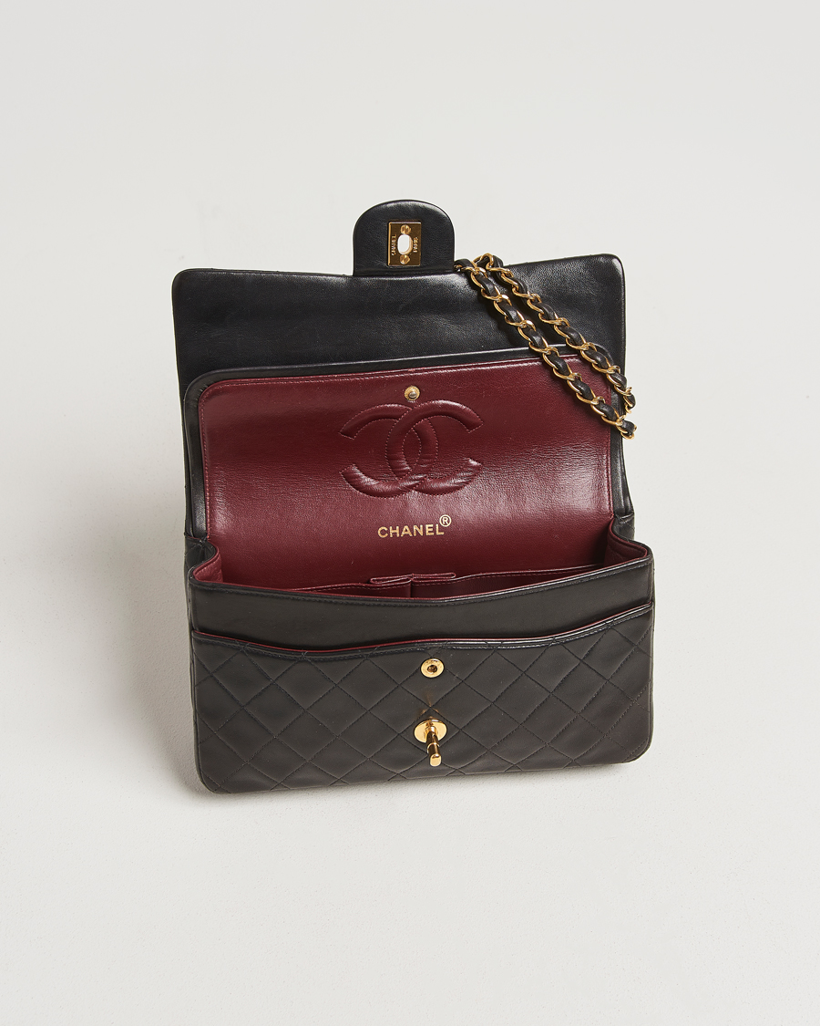 Herren | Chanel Pre-Owned Classic Double Flap Medium Lambskin Black | Chanel Pre-Owned | Classic Double Flap Medium Lambskin Black