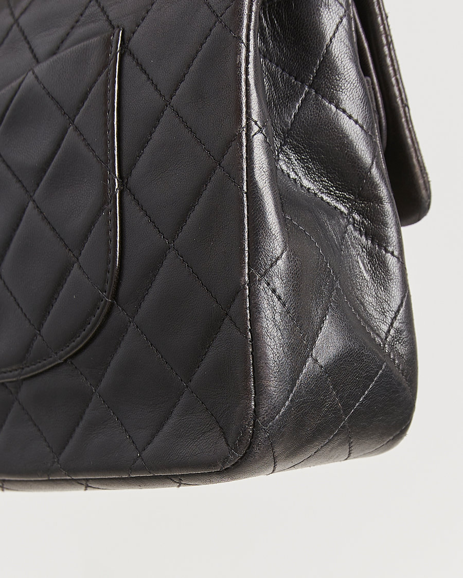 Herren | Chanel Pre-Owned Classic Double Flap Medium Lambskin Black | Chanel Pre-Owned | Classic Double Flap Medium Lambskin Black