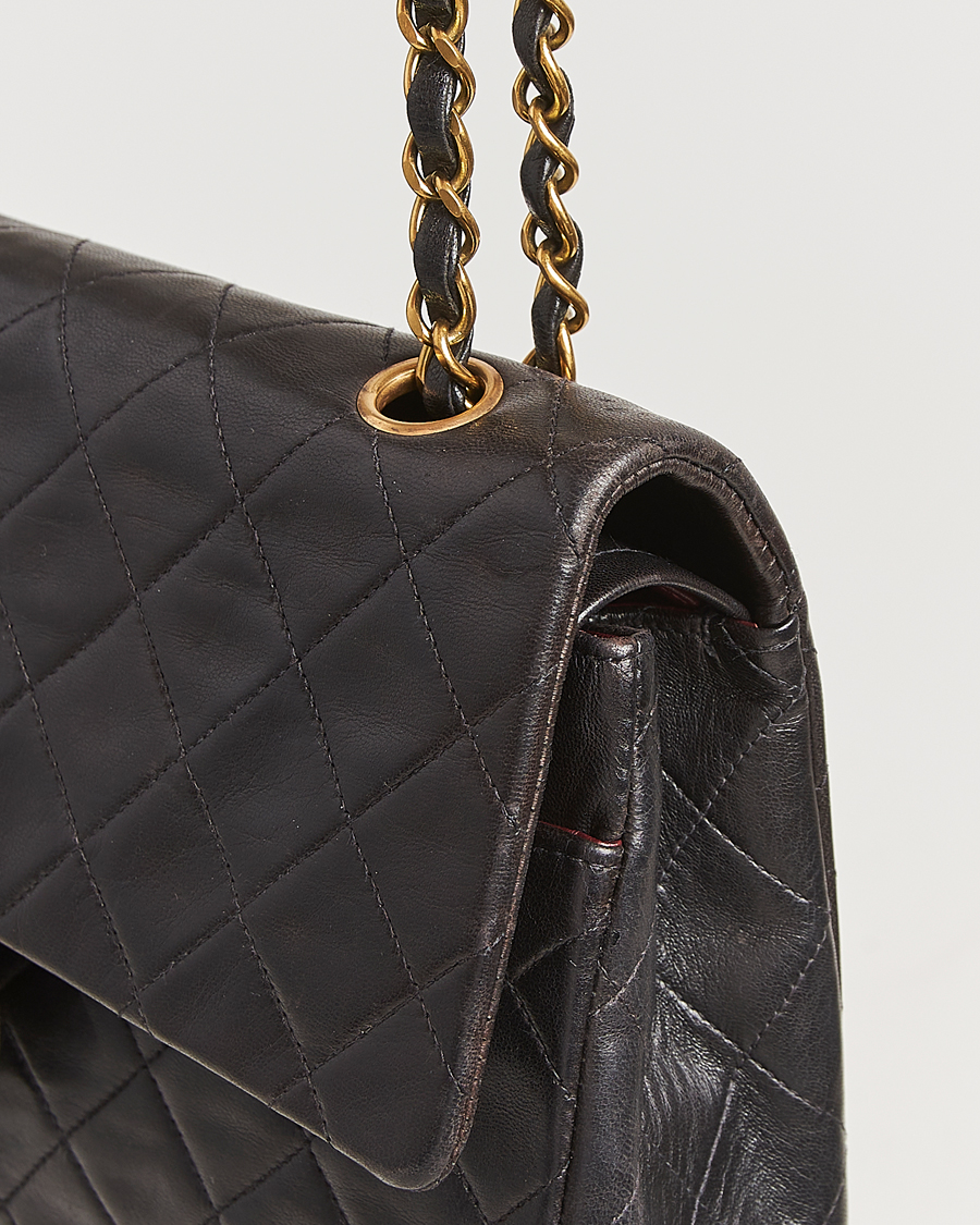 Herren | Chanel Pre-Owned Classic Double Flap Medium Lambskin Black | Chanel Pre-Owned | Classic Double Flap Medium Lambskin Black