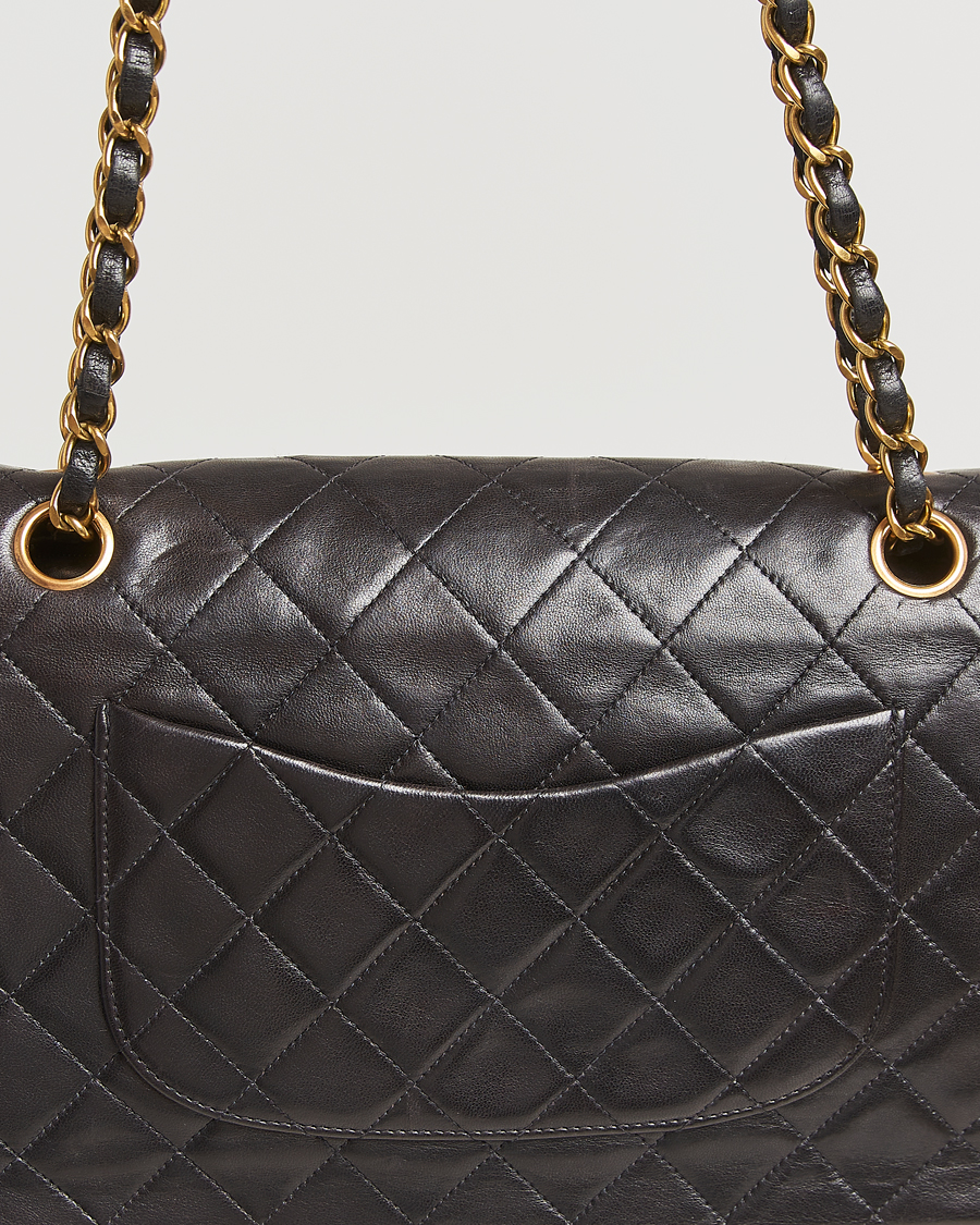 Herren | Chanel Pre-Owned Classic Double Flap Medium Lambskin Black | Chanel Pre-Owned | Classic Double Flap Medium Lambskin Black