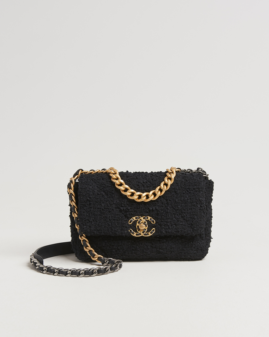 Herren | Chanel Pre-Owned Chanel 19 Tweed Handbag Black | Chanel Pre-Owned | Chanel 19 Tweed Handbag Black