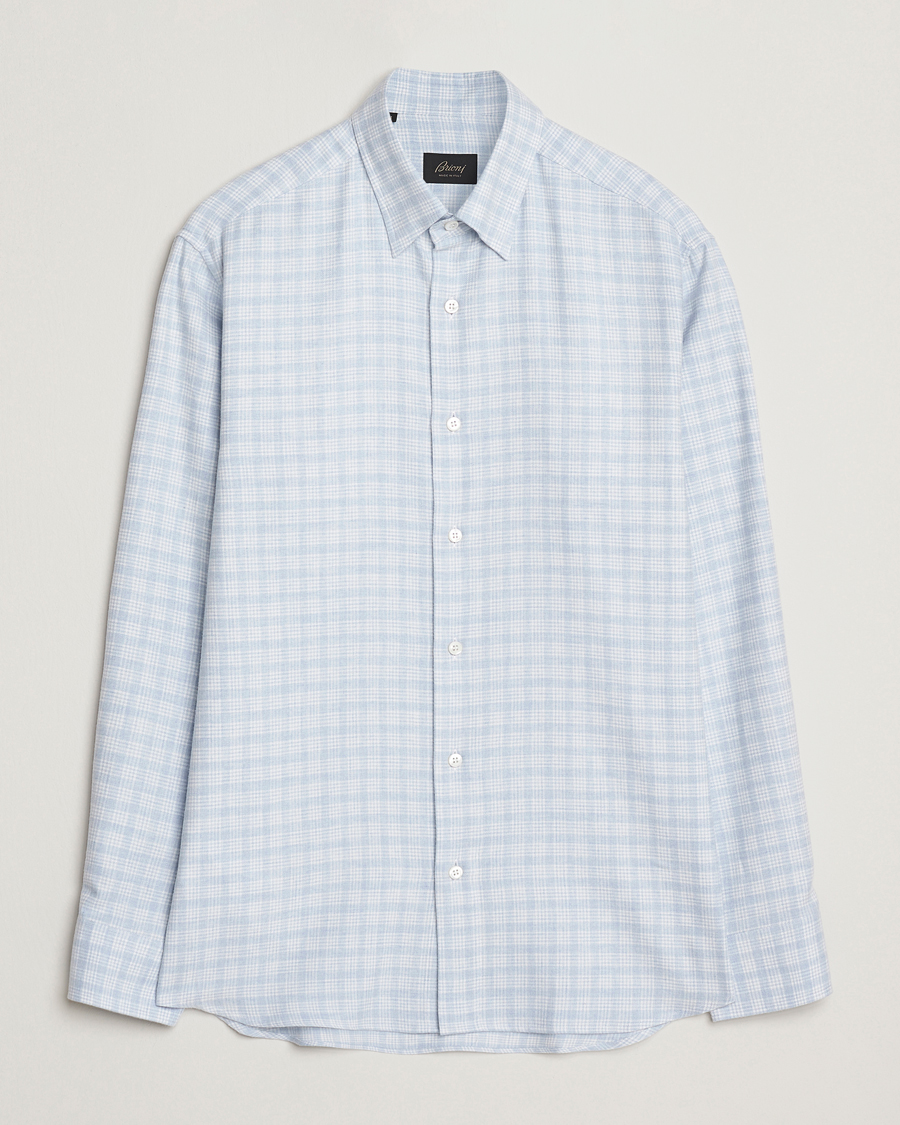 Herren | Hemden | Brioni | Check Flannel Shirt Light Blue