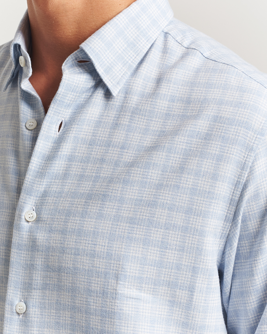 Herren | Hemden | Brioni | Check Flannel Shirt Light Blue