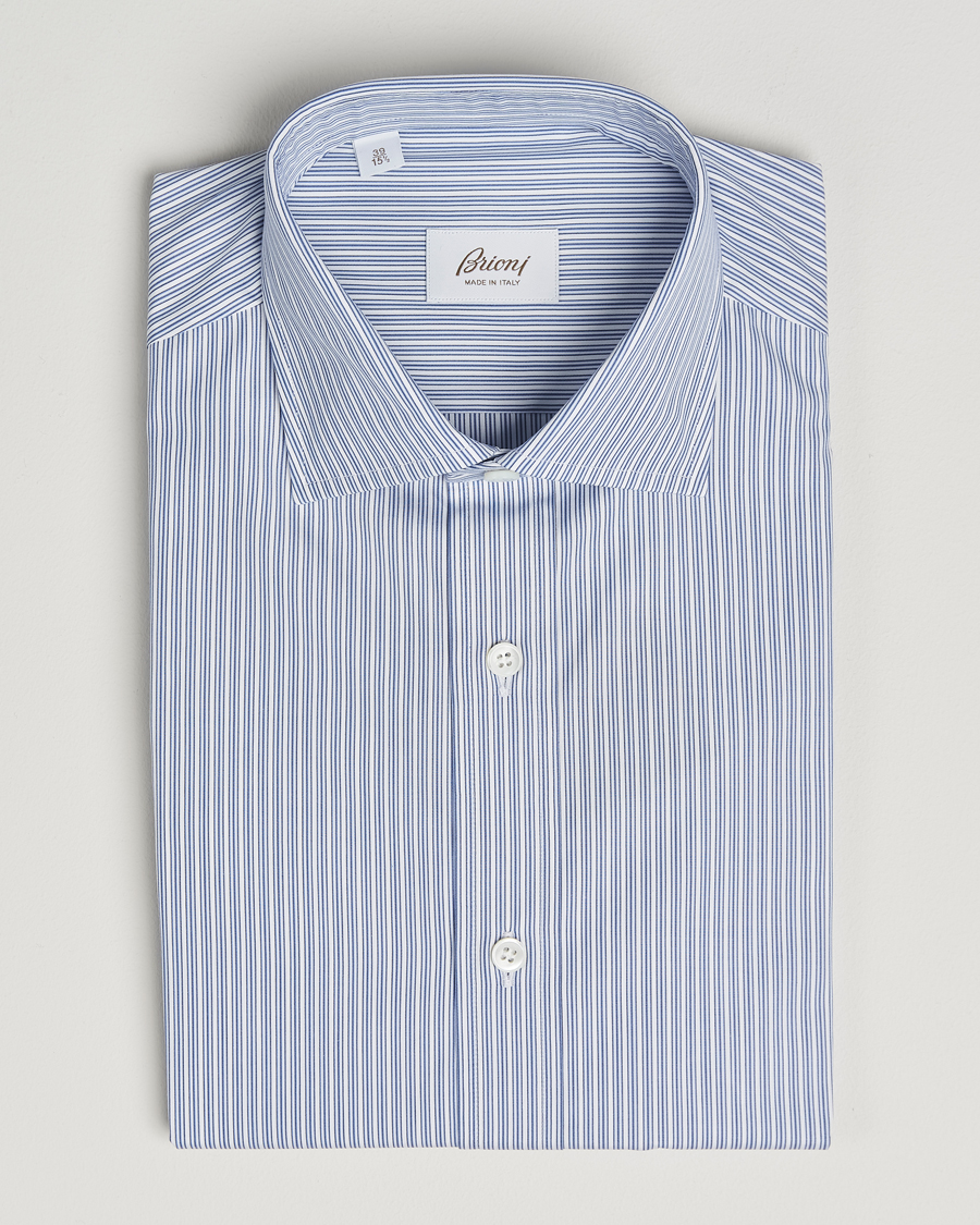 Herren | Hemden | Brioni | Classic Dress Shirt Blue Stripe