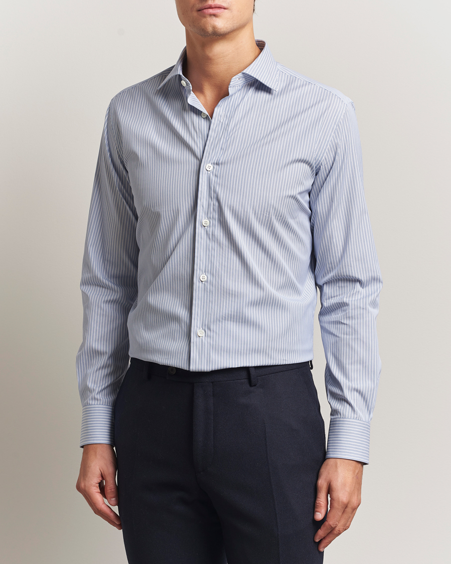 Herren | Hemden | Brioni | Classic Dress Shirt Blue Stripe