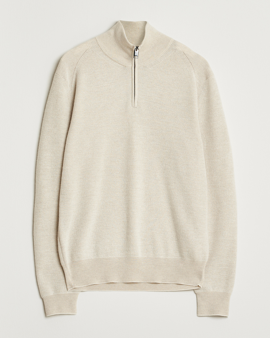 Herren | Pullover | Brioni | Cashmere Rib Half Zip Beige