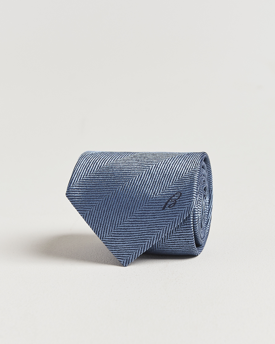 Herren | Krawatten | Brioni | Herringbone Silk Tie Light Blue
