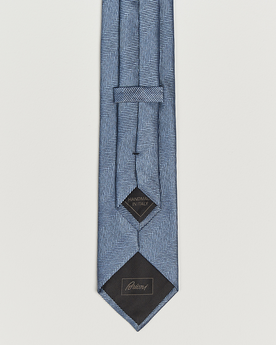 Herren | Krawatten | Brioni | Herringbone Silk Tie Light Blue