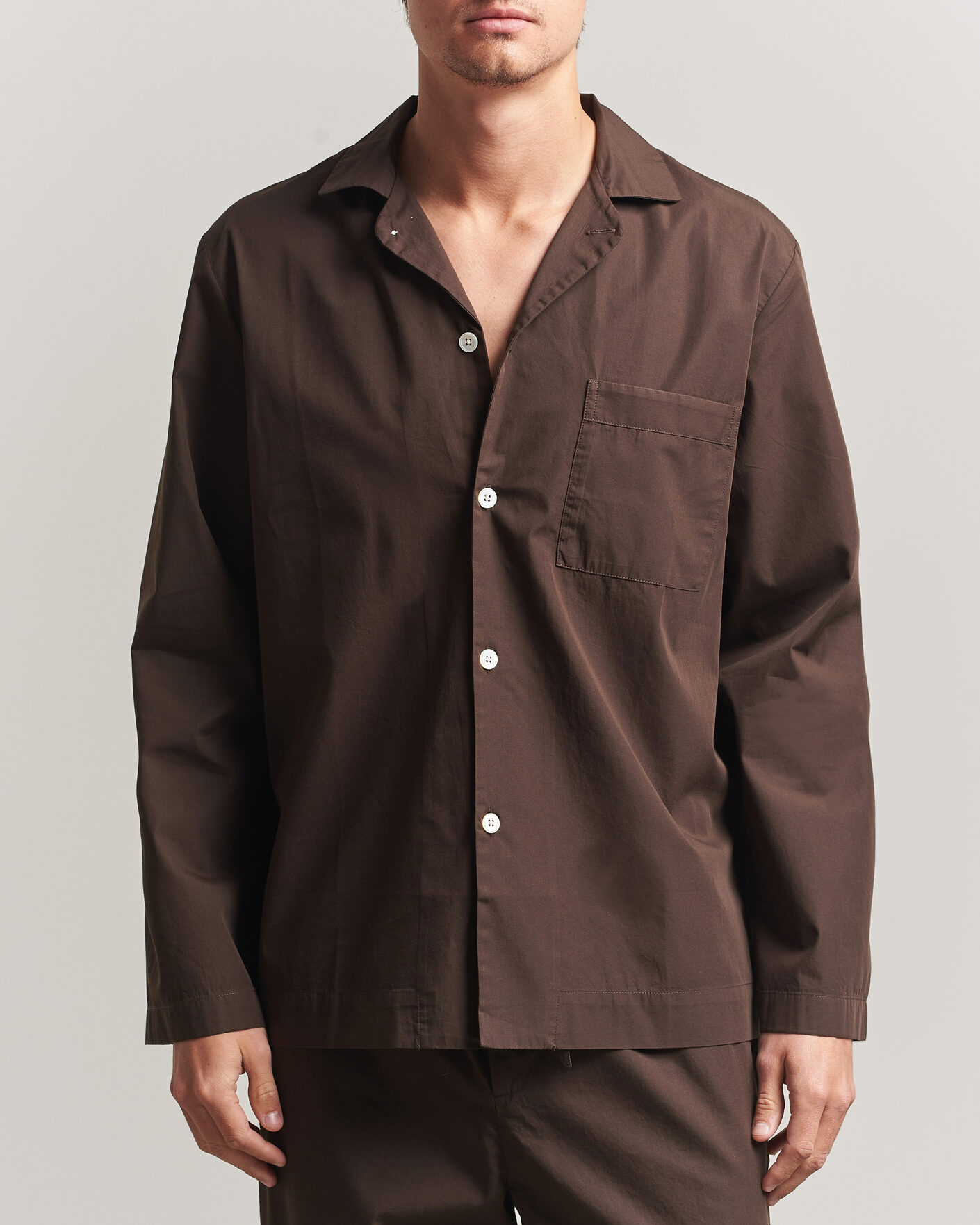 Herren | Schlafanzüge & Bademäntel | Tekla | Poplin Pyjama Shirt Coffee