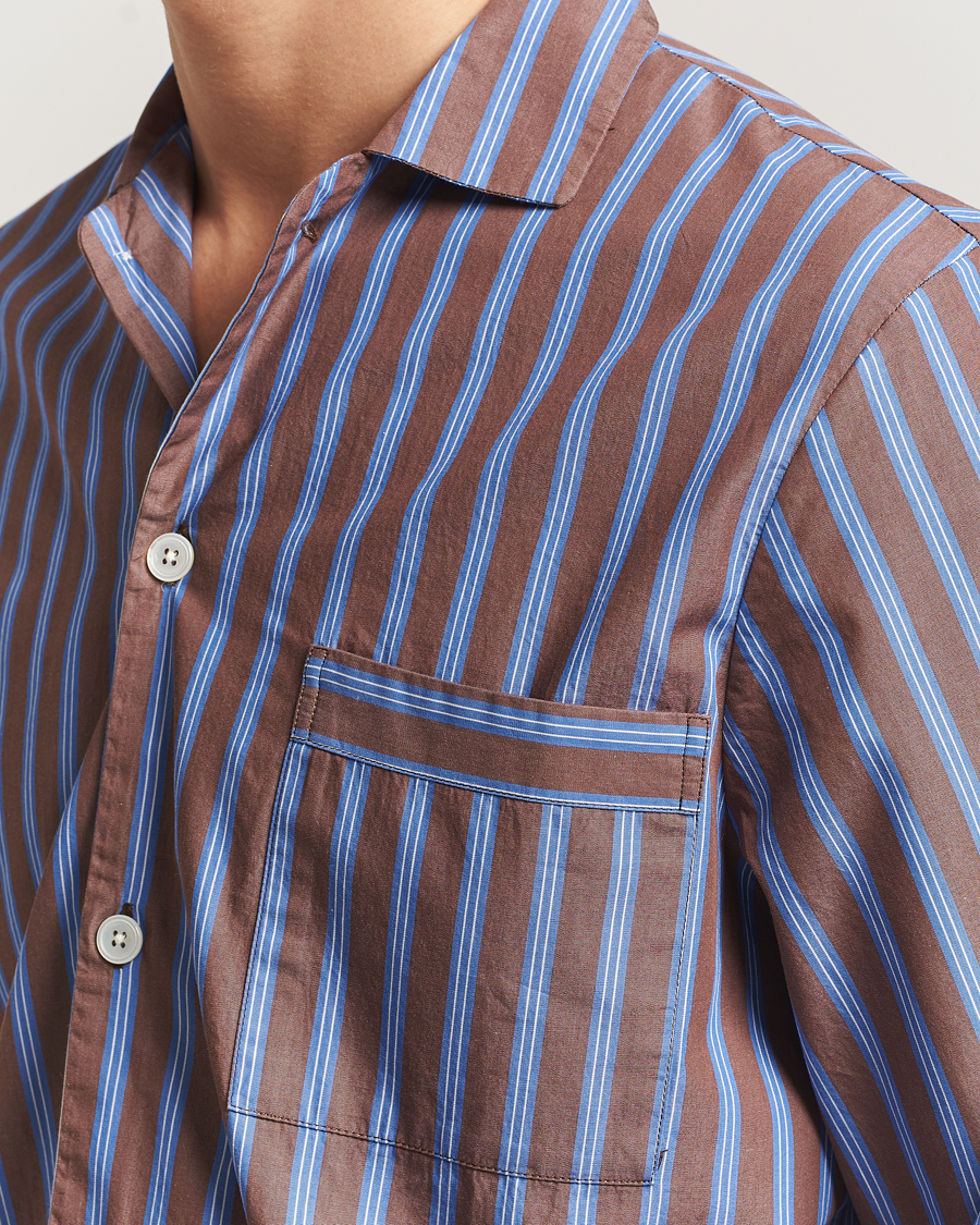 Herren | Schlafanzüge & Bademäntel | Tekla | Poplin Pyjama Shirt Chestnut Stripes