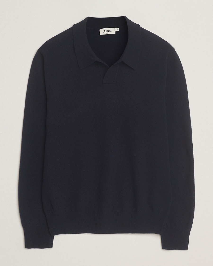 Herren | Pullover | Altea | Knitted Long Sleeve Polo Navy