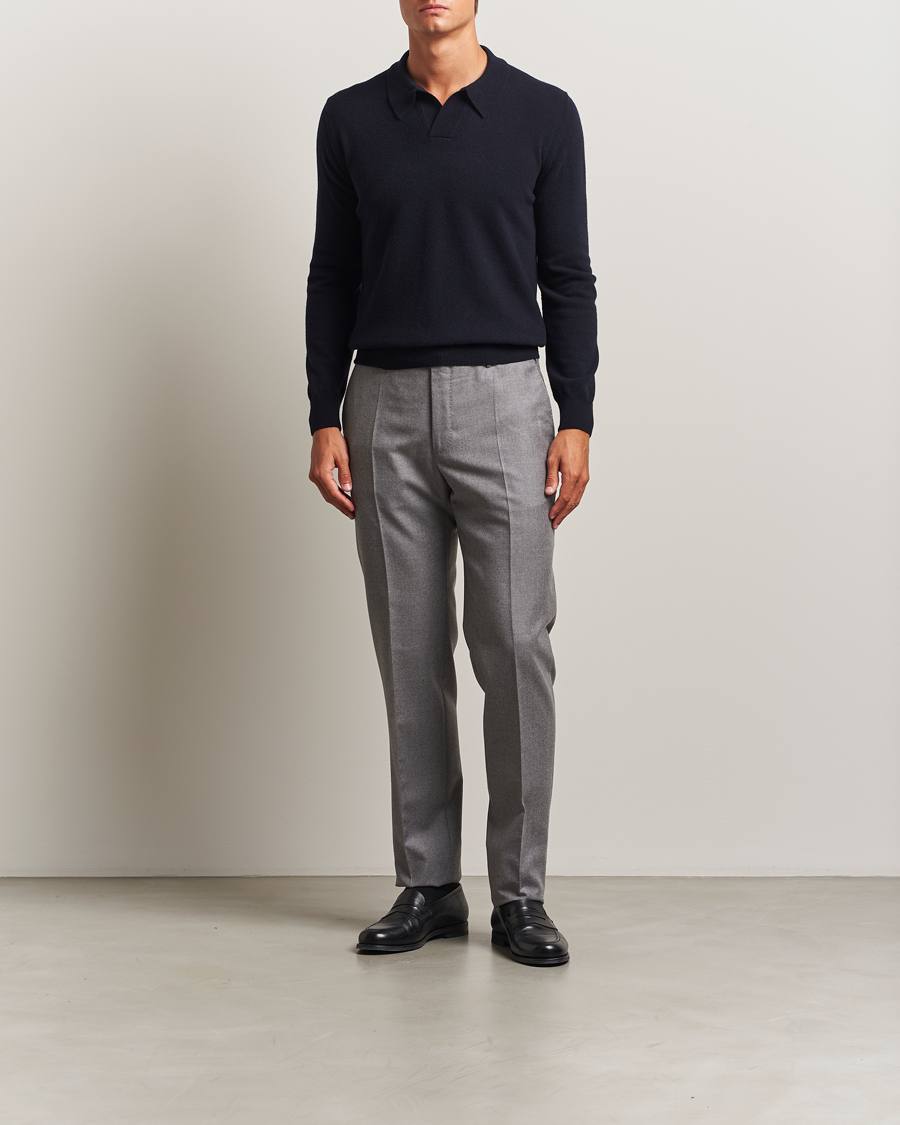 Herren | Pullover | Altea | Knitted Long Sleeve Polo Navy