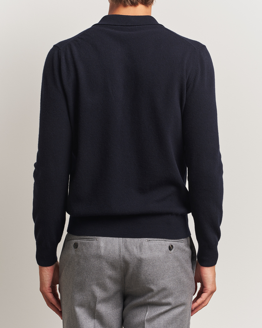 Herren | Pullover | Altea | Knitted Long Sleeve Polo Navy