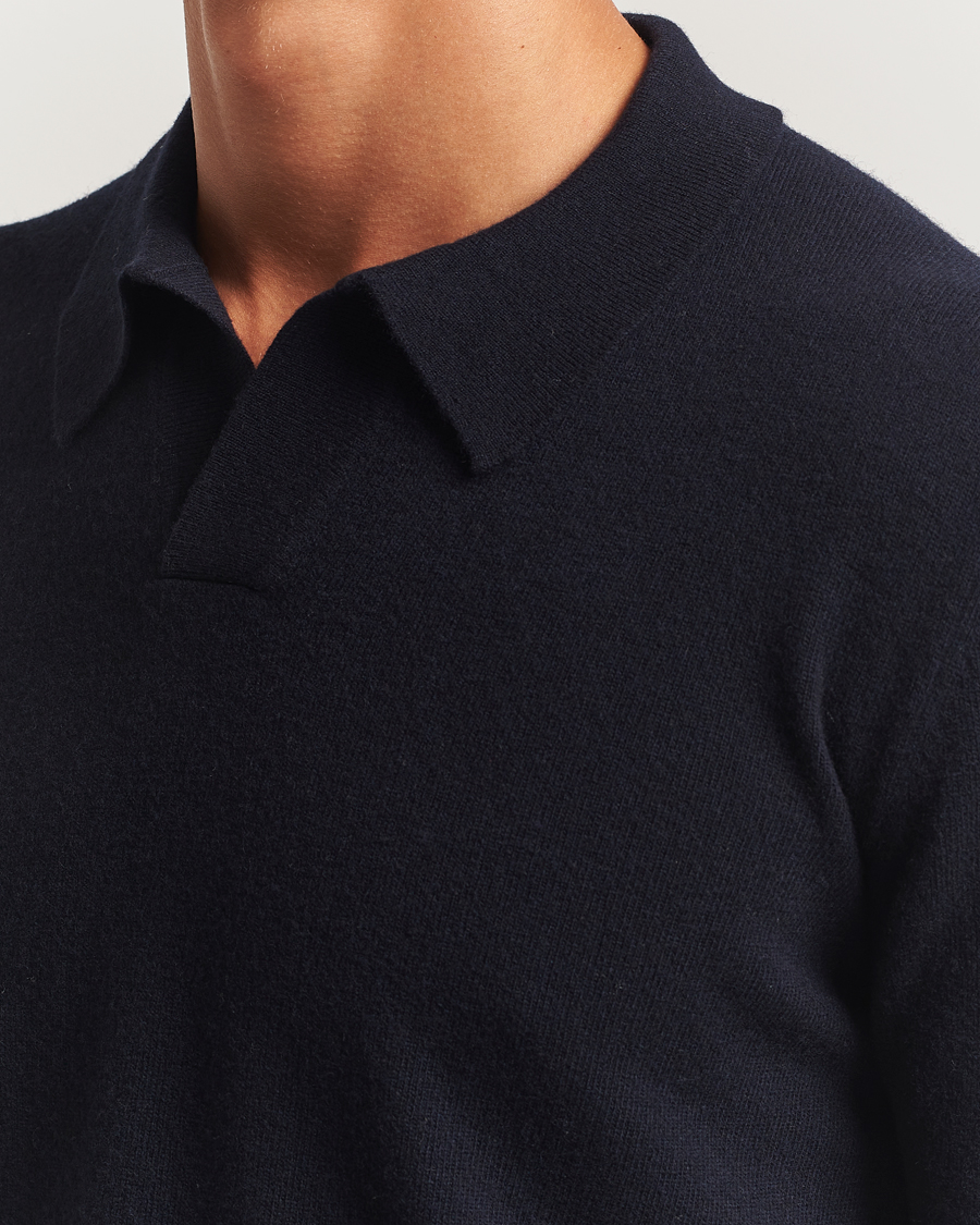 Herren | Pullover | Altea | Knitted Long Sleeve Polo Navy
