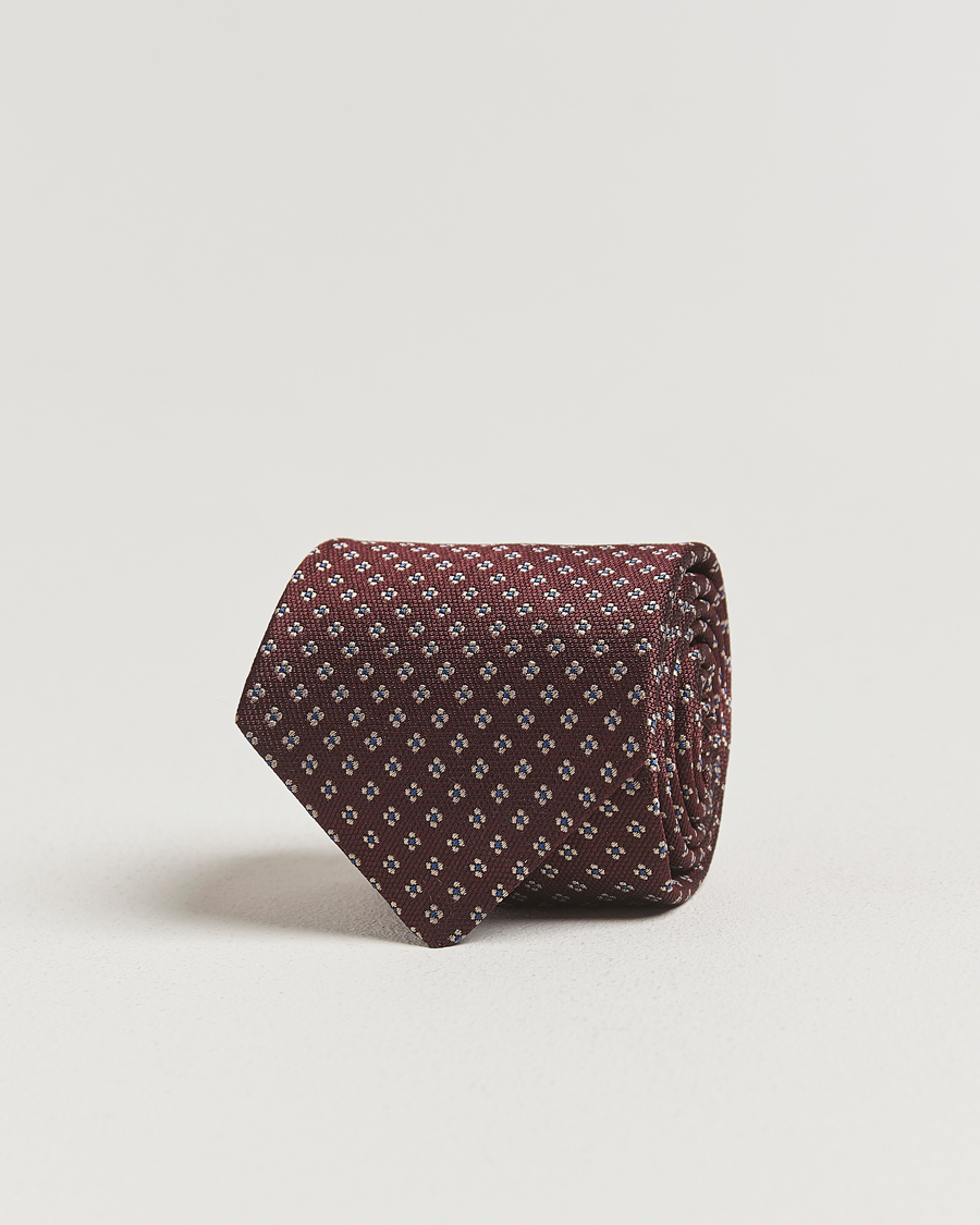 Herren | Amanda Christensen Silk Flower 8cm Tie Wine | Amanda Christensen | Silk Flower 8cm Tie Wine