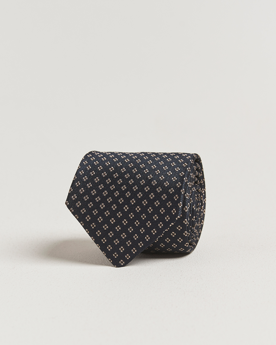 Herren | Amanda Christensen Silk Flower 8cm Tie Navy | Amanda Christensen | Silk Flower 8cm Tie Navy