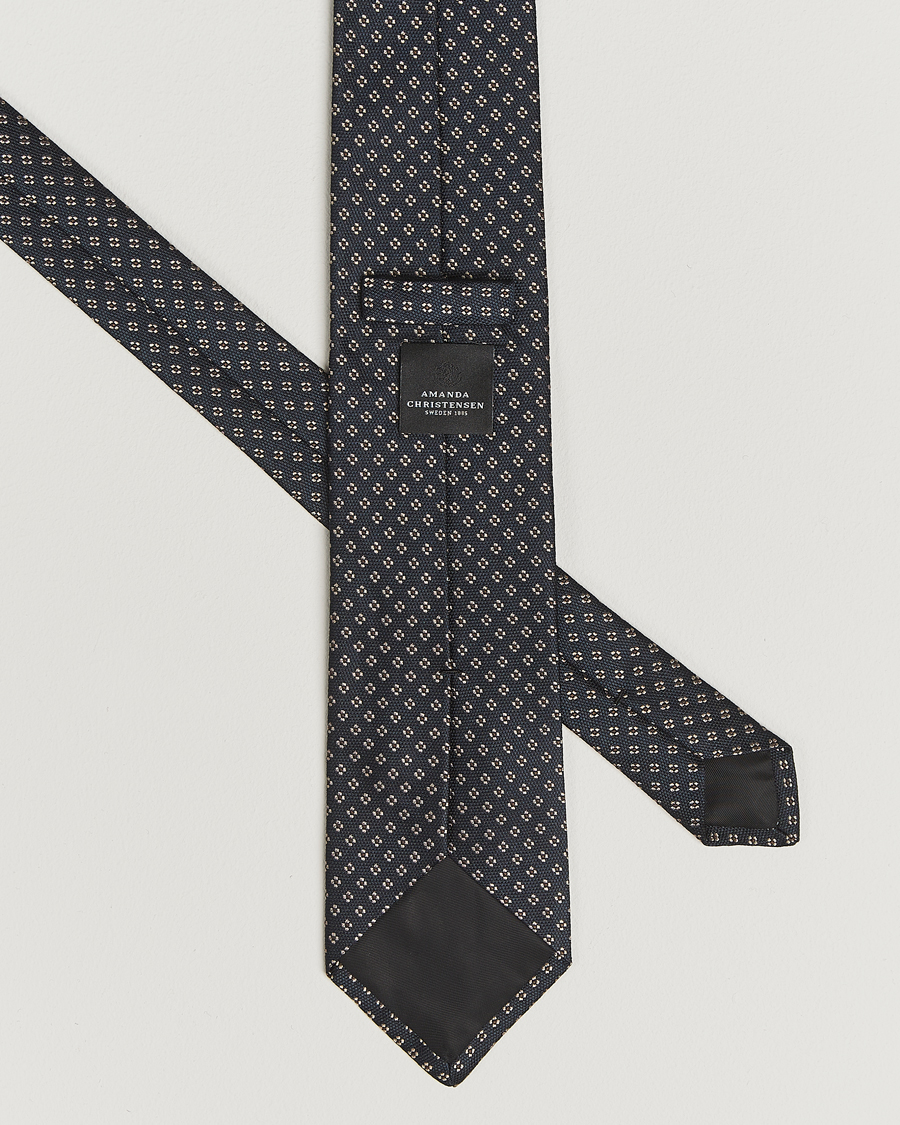 Herren | Amanda Christensen Silk Flower 8cm Tie Navy | Amanda Christensen | Silk Flower 8cm Tie Navy