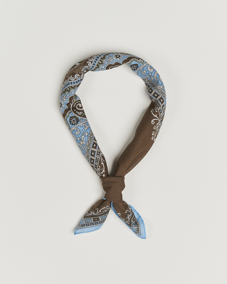 Herren | Tücher | Amanda Christensen | Cotton Voilé Printed Paisley Bandana Brown