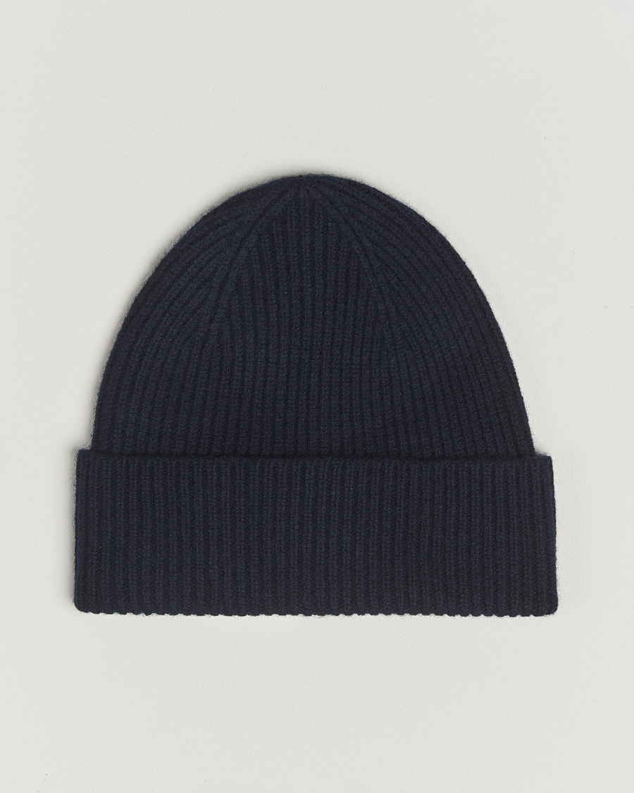 Herren | Mützen | Amanda Christensen | Rib Knitted Merino Wool Cap Navy