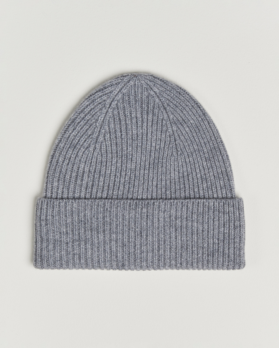 Herren | Mützen | Amanda Christensen | Rib Knitted Merino Wool Cap Light Grey Melange