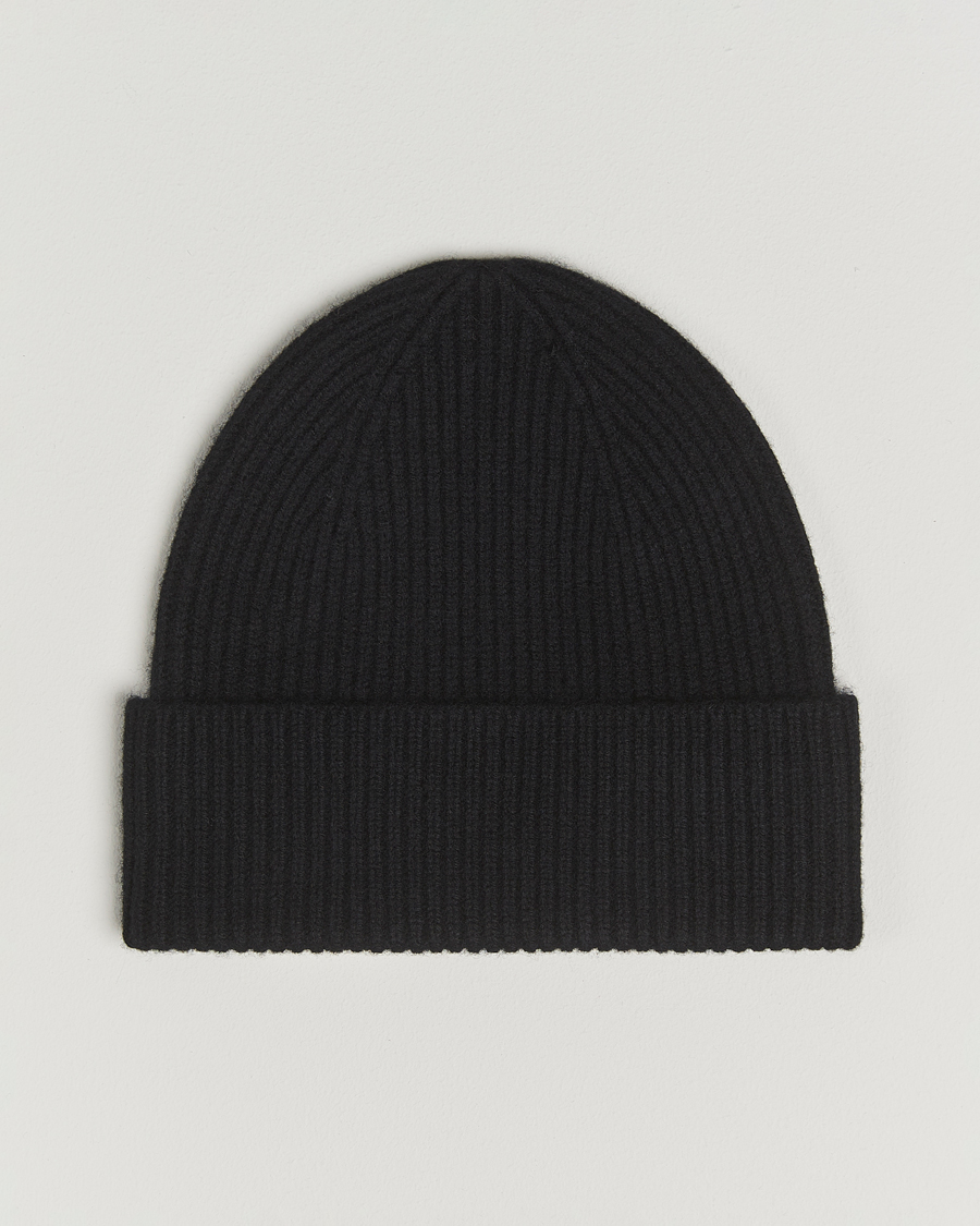 Herren | Amanda Christensen Rib Knitted Merino Wool Cap Black | Amanda Christensen | Rib Knitted Merino Wool Cap Black