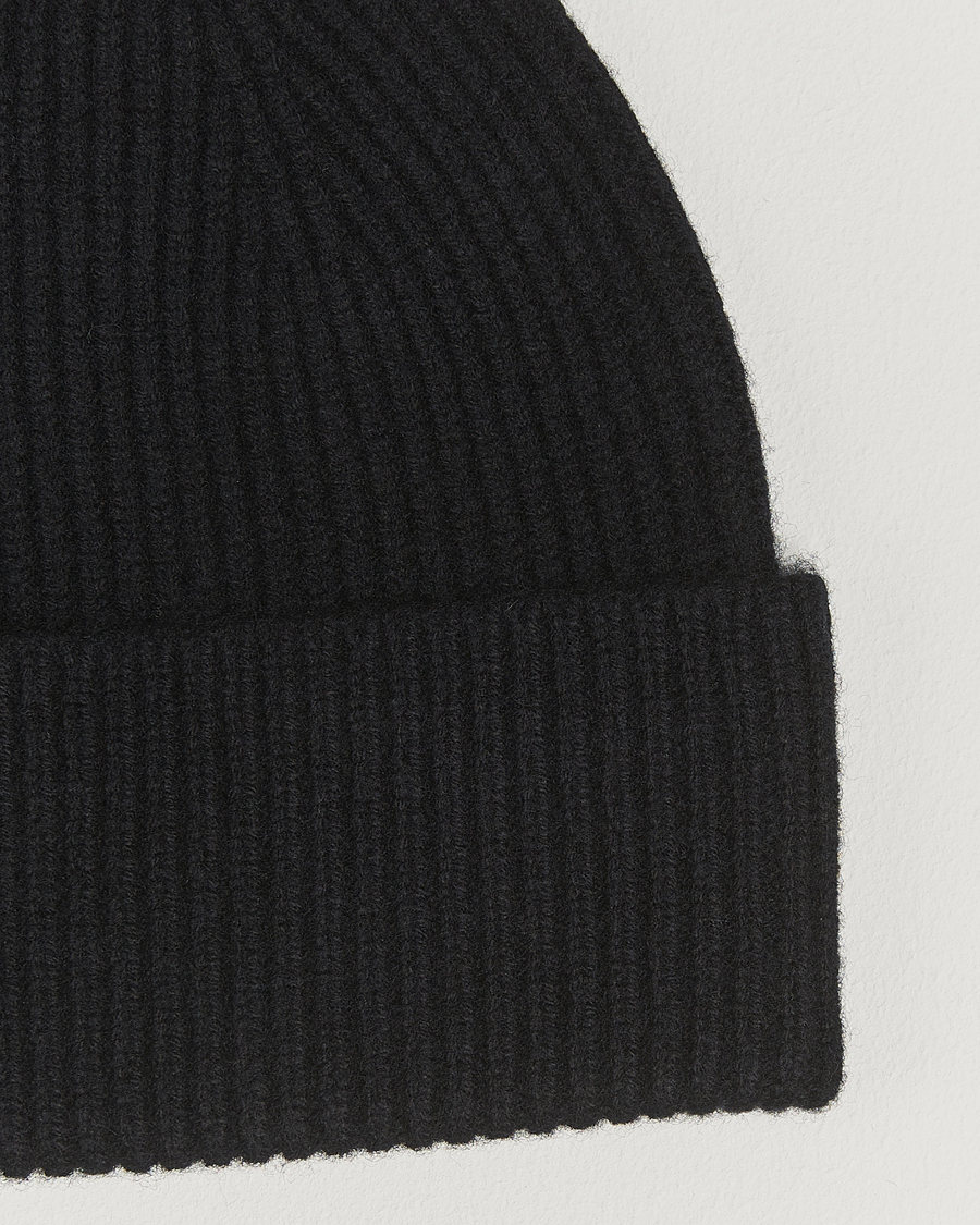 Herren | Amanda Christensen Rib Knitted Merino Wool Cap Black | Amanda Christensen | Rib Knitted Merino Wool Cap Black