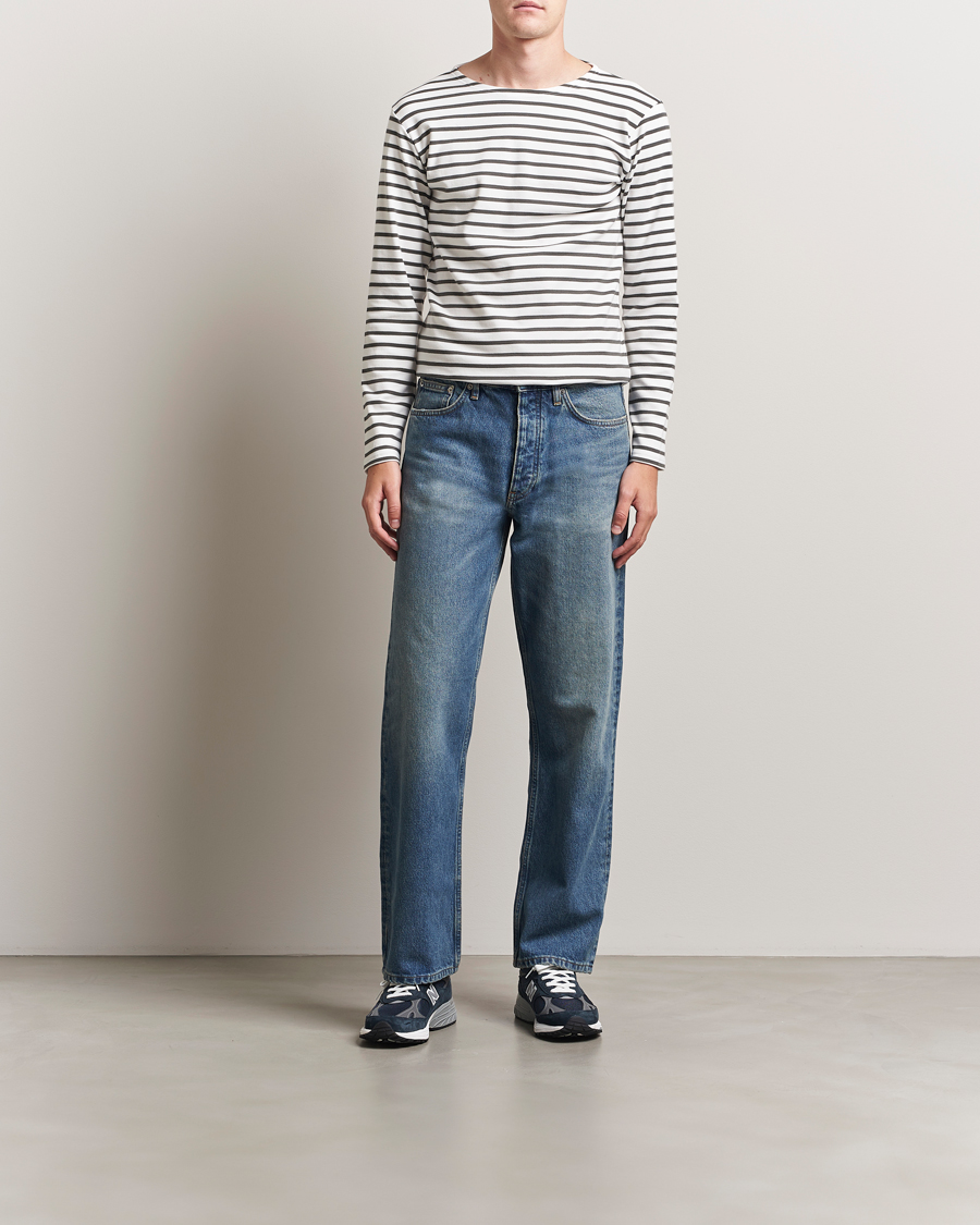 Herren | T-Shirts | Armor-lux | Houat Héritage Stripe Long Sleeve T-Shirt Milk/Chiméra