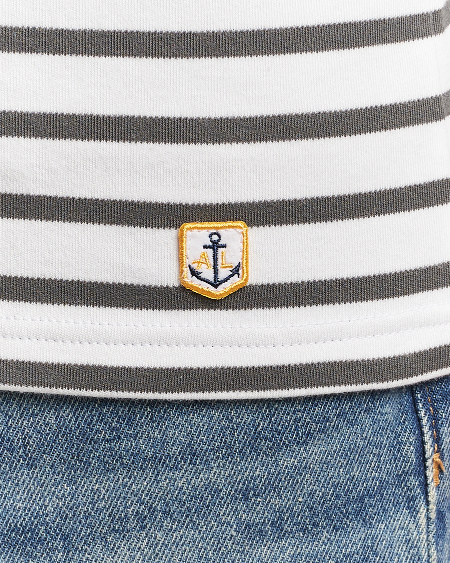 Herren | T-Shirts | Armor-lux | Houat Héritage Stripe Long Sleeve T-Shirt Milk/Chiméra